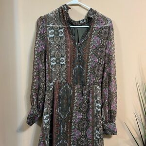 Zara Floral Patterned Long Sleeve Dress